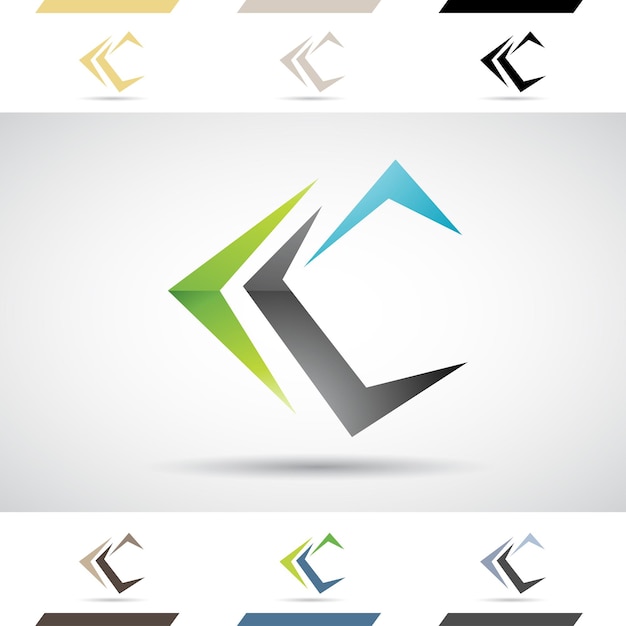 Icono de logotipo abstracto verde negro y azul brillante de la letra C con formas de boomerang