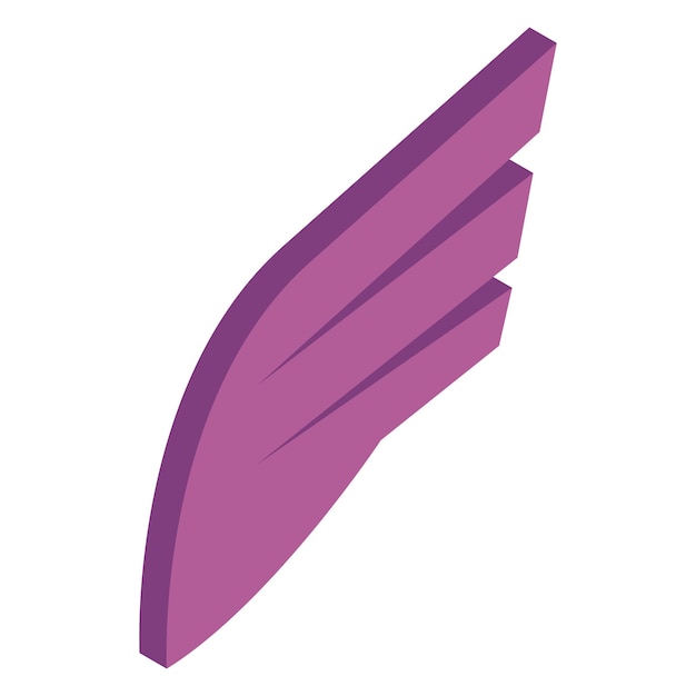 Icono de logotipo de ala simple ciruela en estilo isométrico 3d aislado sobre fondo blanco