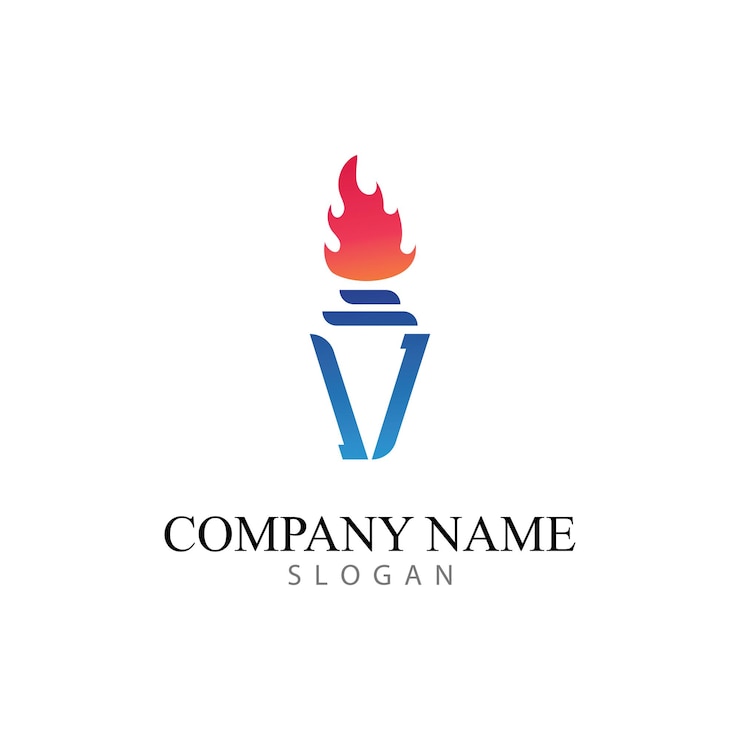 Vector ícono de logotipo de antorcha con plantilla de ilustración de vector de concepto