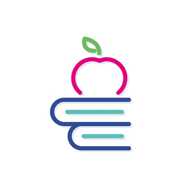 Icono del logotipo de Apple en la parte superior del libro de color abstracto. Líneas modernas con nuevos colores pop art. Línea negrita limpia