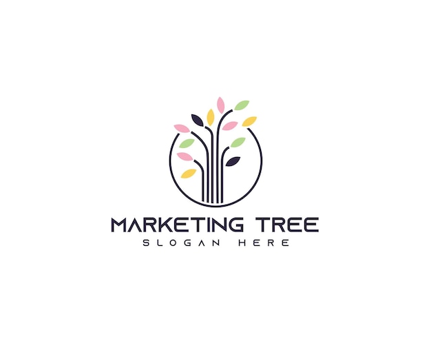 Icono del logotipo del árbol de marketing para la marca