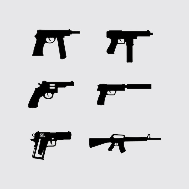 El icono del logotipo del arma y la ilustración vectorial del diseño táctico de las armas