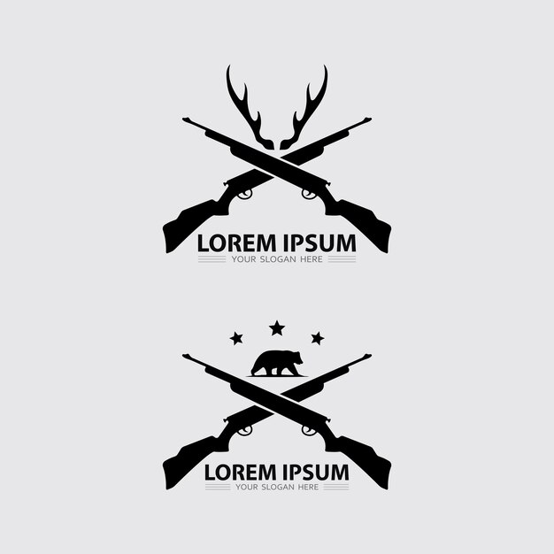 El icono del logotipo del arma y la ilustración vectorial del diseño táctico de las armas