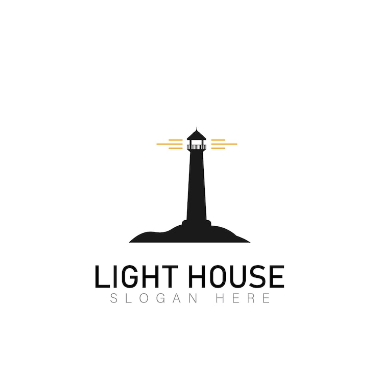 Vector icono del logotipo de la baliza del faro ilustración vectorial plantilla de logotipo simple lineal moderna faros y olas del océano