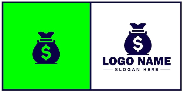Icono del logotipo de la bolsa de dinero vector para la marca de negocios icono de la aplicación dólar plantilla de logotipo financiero del banco de efectivo