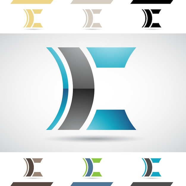 Vector icono de logotipo brillante abstracto azul y negro de la letra c inclinada