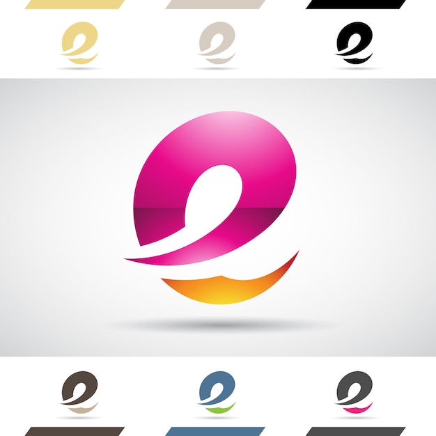 Vector icono de logotipo brillante abstracto magenta y naranja de letra redonda puntiaguda e