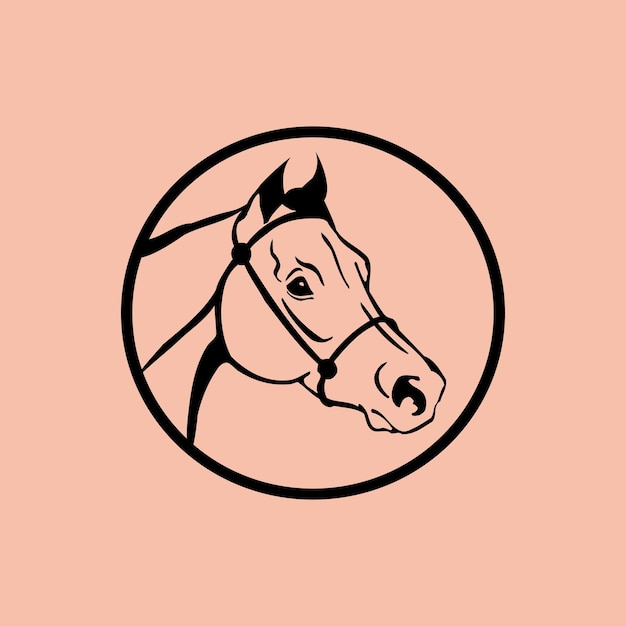 Icono de logotipo de cabeza de caballo con plantilla de vector premium