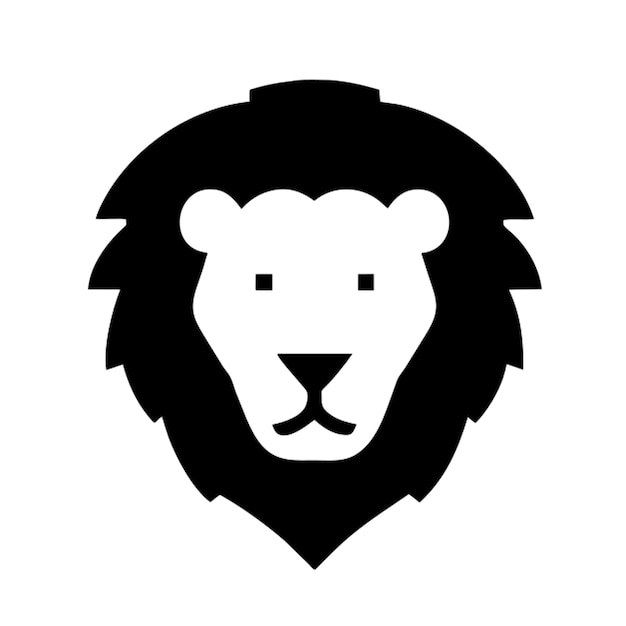 icono del logotipo de la cabeza de león pictograma de fondo blanco y negro