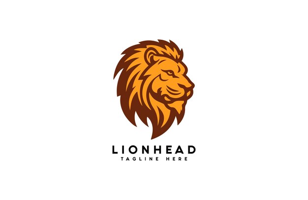 Icono del logotipo de la cabeza de león vectorial de lujo premium