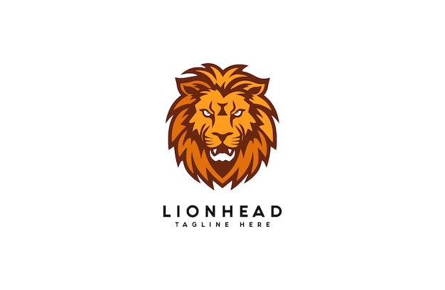 Icono del logotipo de la cabeza de león vectorial de lujo premium
