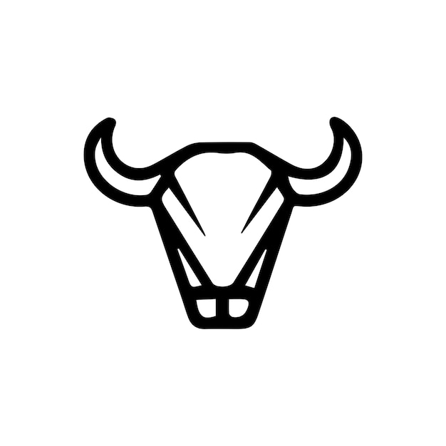 Icono del logotipo de la cabeza de toro con contorno negro vectorial