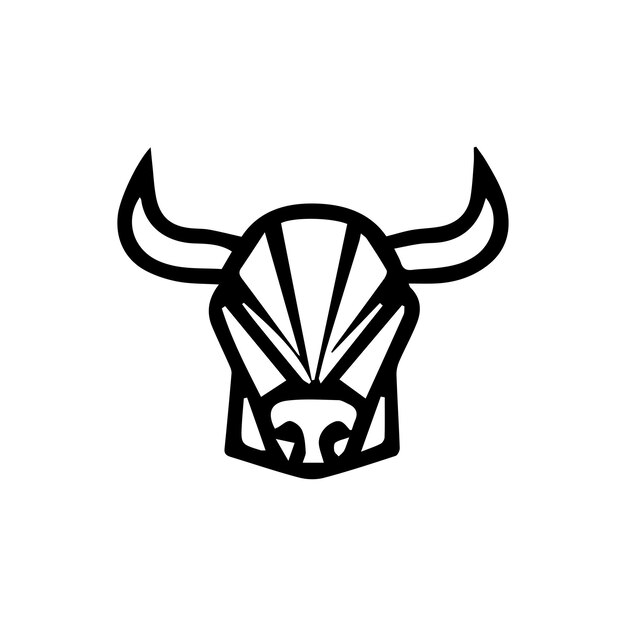 Icono del logotipo de la cabeza de toro con contorno negro vectorial