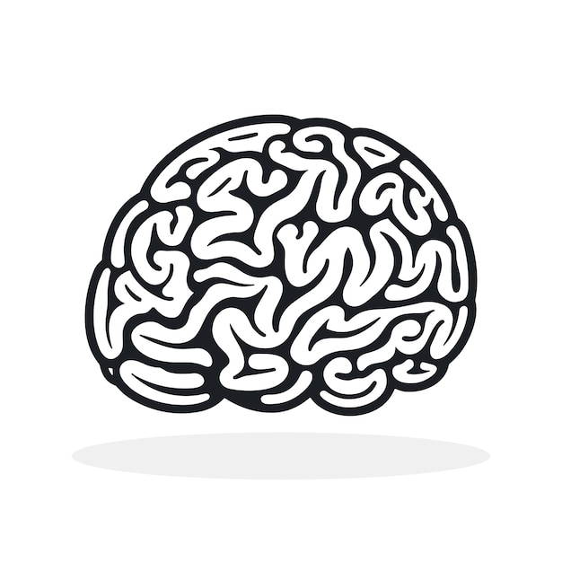 Icono del logotipo del cerebro silueta negra del símbolo de la mente ilustración vectorial