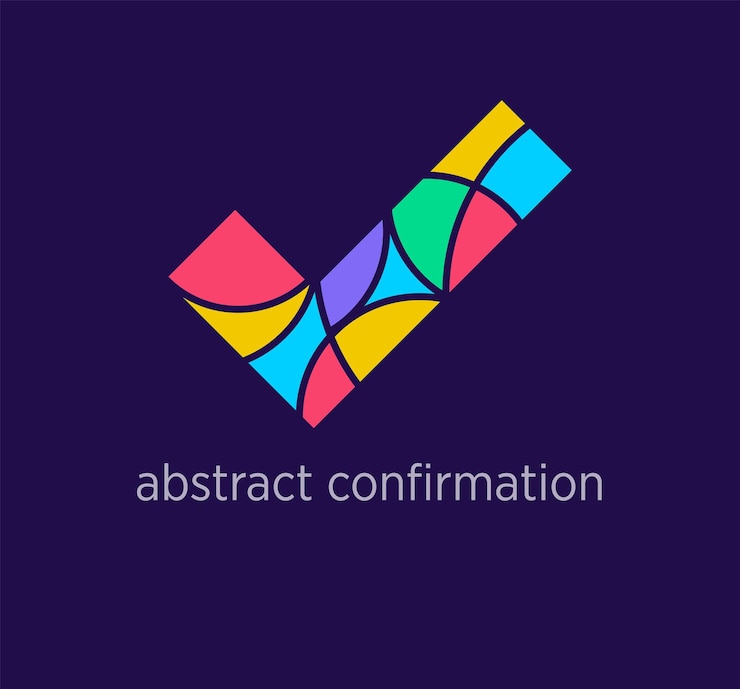 Vector ícono de logotipo de cheque abstracto moderno transiciones de color de diseño único logotipo de aprobación de cheque colorido