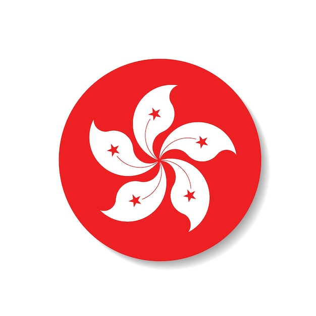El icono del logotipo del círculo de la bandera de Hong Kong diseño de ilustración vectorial por computadora
