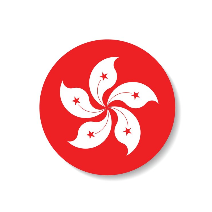 Vector el icono del logotipo del círculo de la bandera de hong kong diseño de ilustración vectorial por computadora
