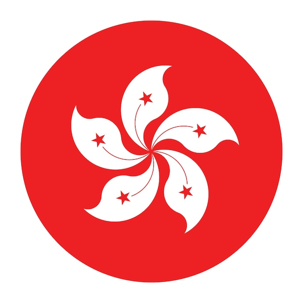 El icono del logotipo del círculo de la bandera de Hong Kong diseño de ilustración vectorial por computadora