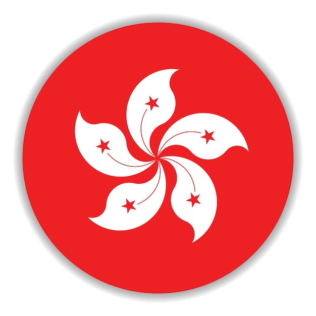 El icono del logotipo del círculo de la bandera de Hong Kong diseño de ilustración vectorial por computadora