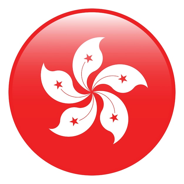 Icono del logotipo del círculo de la bandera de Hong Kong diseño de ilustración vectorial digital