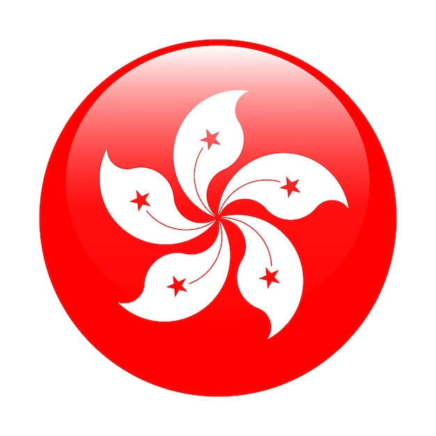 Icono del logotipo del círculo de la bandera de Hong Kong diseño de ilustración vectorial digital