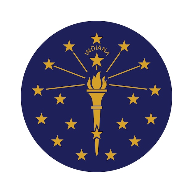 El icono del logotipo del círculo de la bandera de Indiana diseño de ilustración vectorial digital