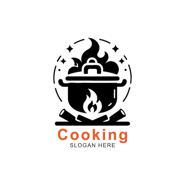El icono del logotipo de la cocina Soul Kitchen con una gran llama de fuego