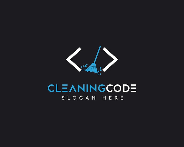 Icono del logotipo del código de limpieza para la empresa de tecnología
