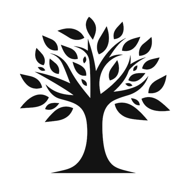 Un icono del logotipo de color negro del árbol del vector