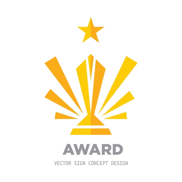 Vector icono del logotipo de la copa del ganador del premio en la ilustración de vector de fondo blanco estatuilla recompensa signo de concepto de campeonato elemento de diseño gráfico