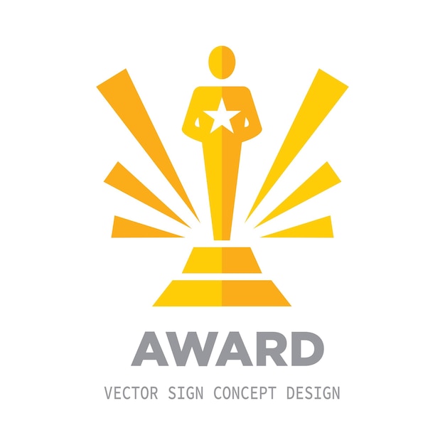 Vector icono del logotipo de la copa del ganador del premio en la ilustración de vector de fondo blanco estatuilla recompensa signo de concepto de campeonato elemento de diseño gráfico