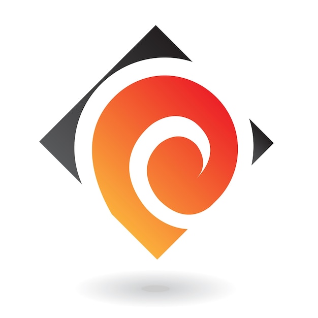 Icono de logotipo cuadrado Swirly naranja y negro