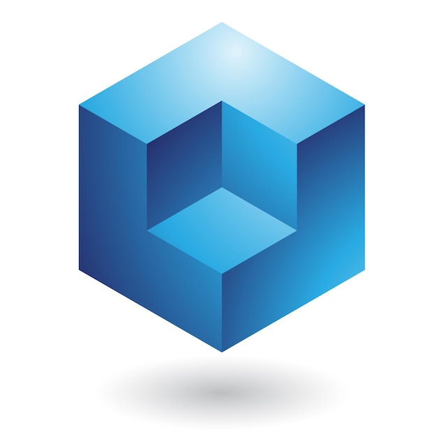 Icono de logotipo de cubo abstracto brillante azul