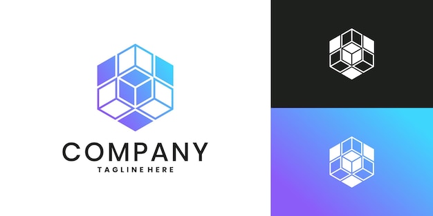 El icono del logotipo del cubo geométrico Diseño vectorial del concepto moderno del hexágono