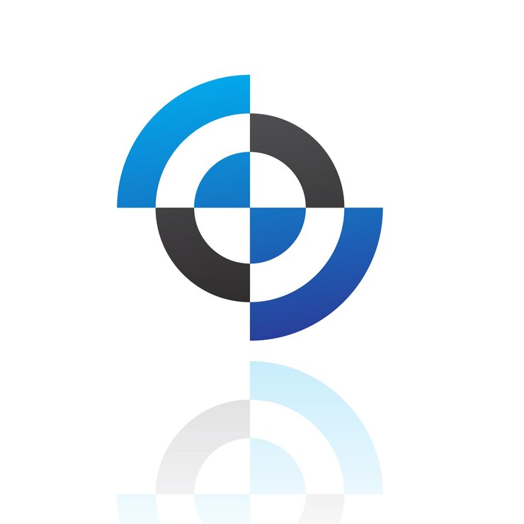 Vector icono de logotipo de destino redondo abstracto azul y negro