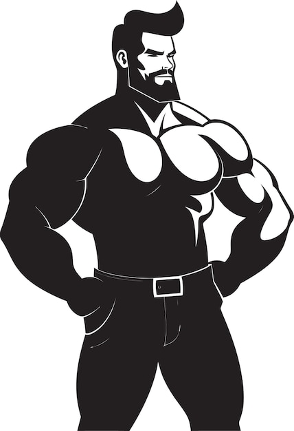 El icono del logotipo del dibujante de dibujos animados Titan Black Vector Flex Appeal Caricature Bodybuilde
