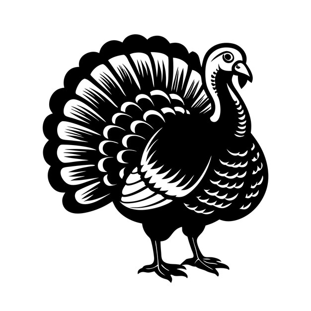 icono del logotipo del diseño vectorial del pavo de silueta
