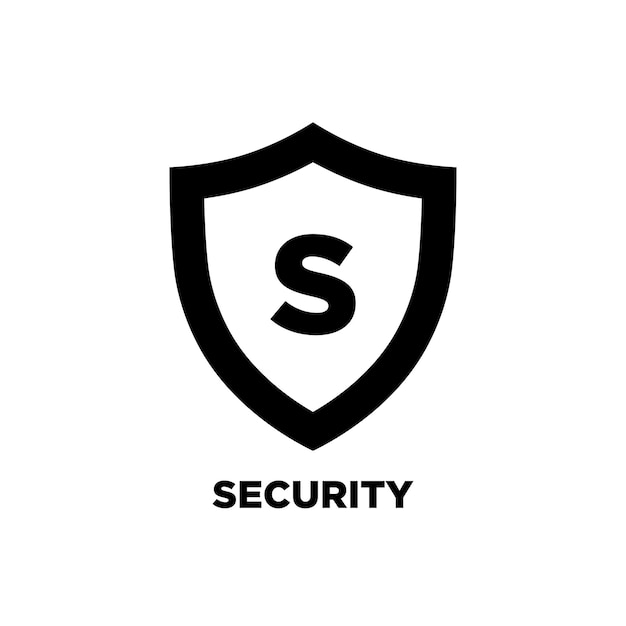 El icono del logotipo del escudo de seguridad negro Ilustración vectorial