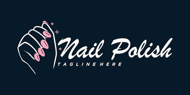 Ícono de logotipo de esmalte de uñas con vector premium de concepto moderno creativo y único
