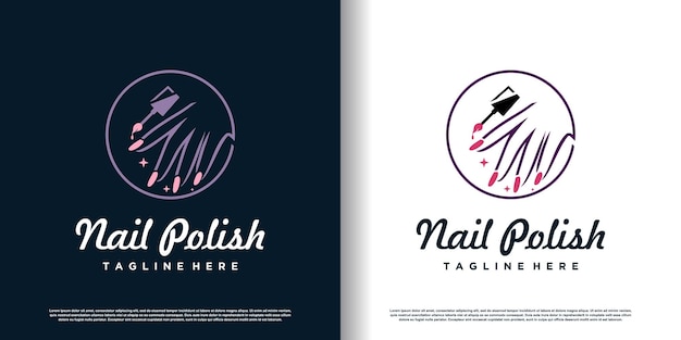 Ícono de logotipo de esmalte de uñas con vector premium de concepto moderno creativo y único