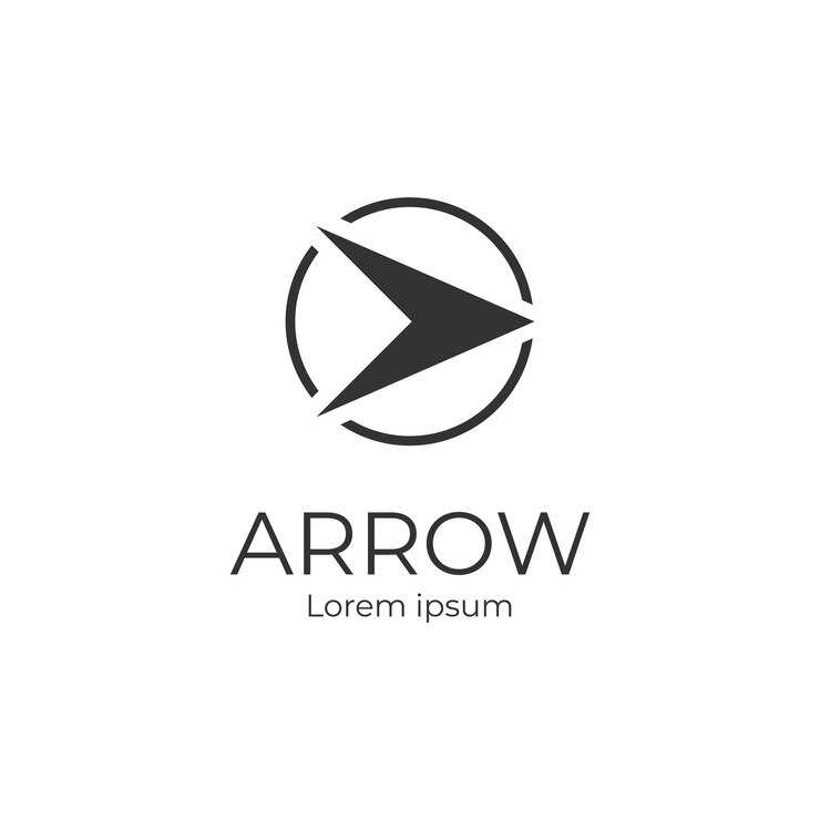 Icono de logotipo de flecha derecha de negocio abstracto para diseño de logotipo de entrega de logística de signo de inicio