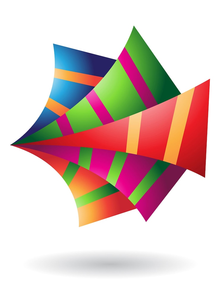 Vector icono de logotipo de formas de papel abstracto triangular colorido
