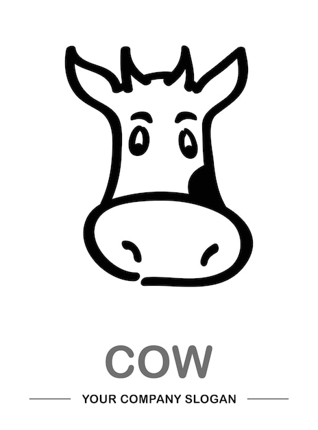 Icono de logotipo gracioso de vaca Ilustración vectorial