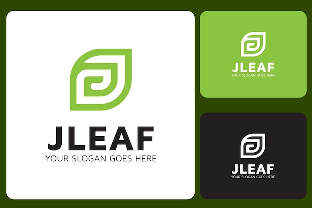 Icono del logotipo de las hojas ecológicas de la letra J de la hoja verde
