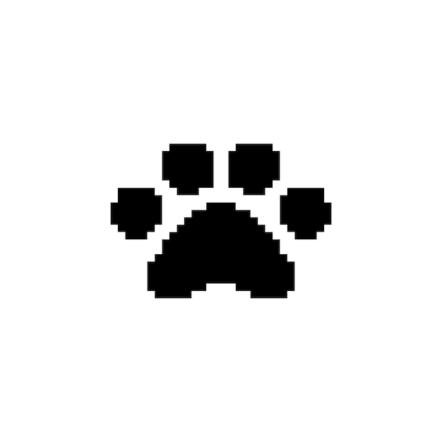 Ícono del logotipo de huella de pie de gato en Pixel Art