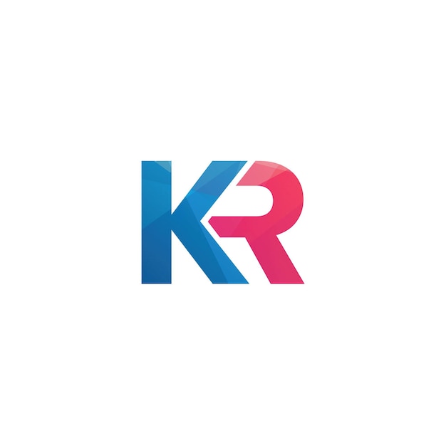 Icono del logotipo de las iniciales de la letra monograma KR
