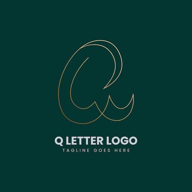 Icono del logotipo de la letra del alfabeto Q en color dorado y verde oscuro Logotipo simple creativo y de lujo