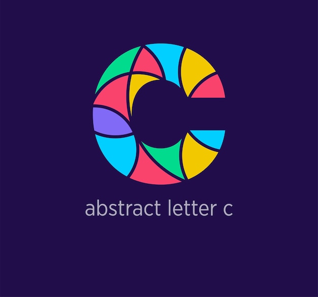 Icono de logotipo de letra c abstracto moderno Diseño de mosaico único transiciones de color Letra c colorida