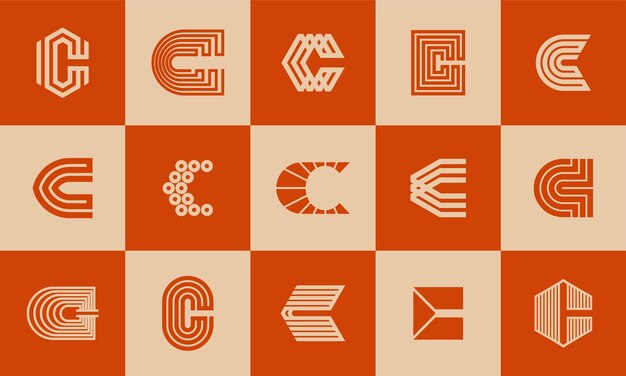 Icono de logotipo de letra C de monograma abstracto de línea de lujo