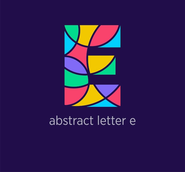 Icono de logotipo de letra e abstracto moderno Diseño de mosaico único transiciones de color Letra e colorida